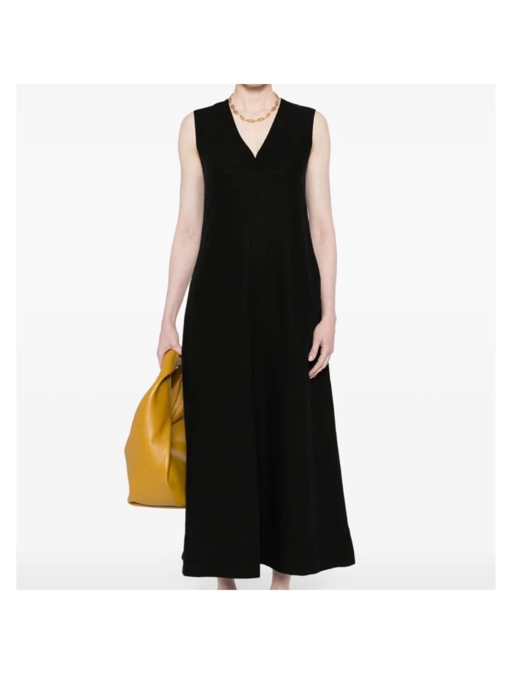 Toteme Fluid Black Sleeveless V-Neck Maxi Dress